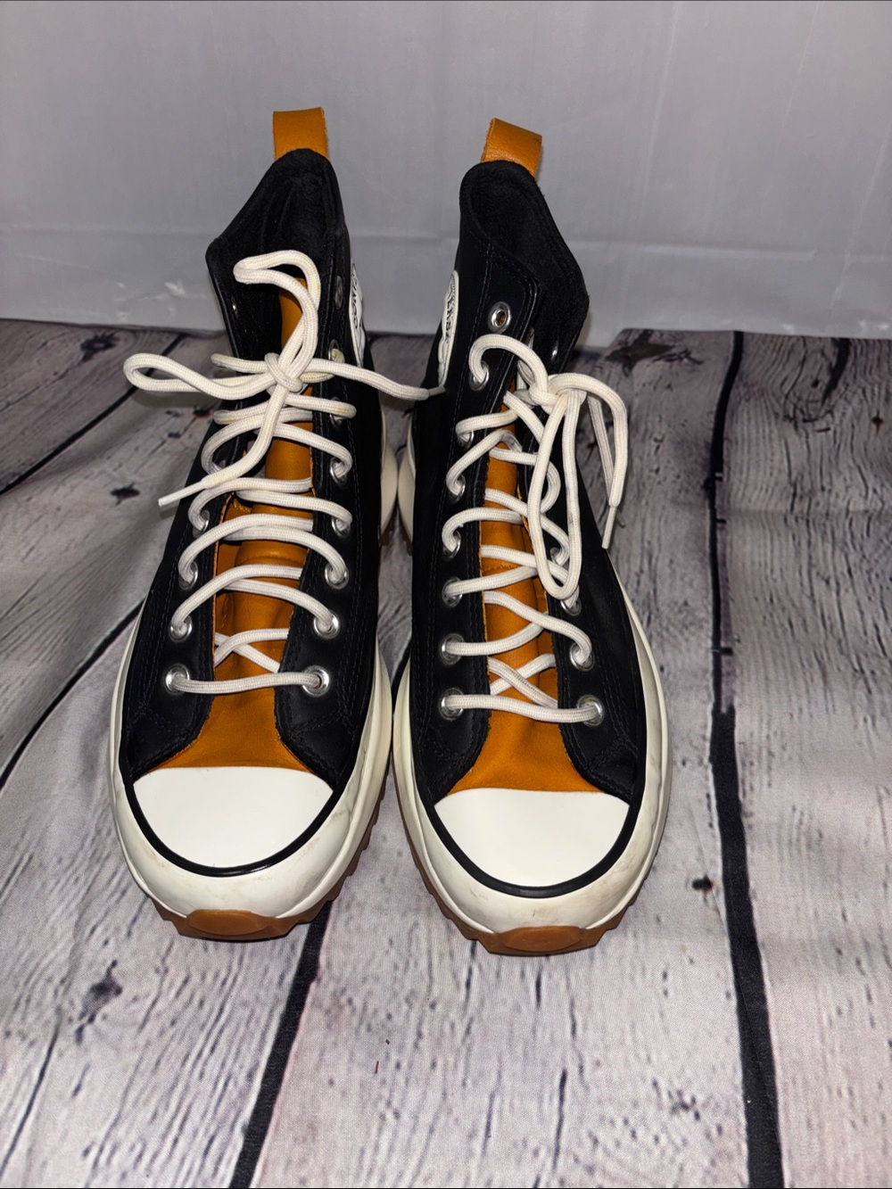 Converse Kids Black and Brown Platform Lug Sole High-Top Sneakers